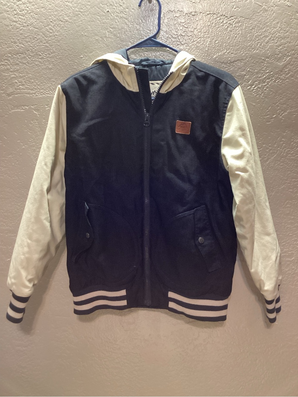 Vans Two-Tone Hooded Jacket in Black and Cream